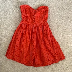 Strapless Red Orange Dress